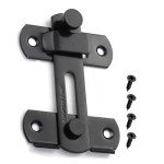 180 Degree Flip Barn Door Lock, Safety Door Bolt Latch Lock, Strong Anti Rust Garden Gate Lock, Security Lock Latch with Screws for Internal Door Shed Bathroom Toilet Shed (Black-1PC)