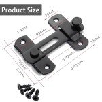 180 Degree Flip Barn Door Lock, Safety Door Bolt Latch Lock, Strong Anti Rust Garden Gate Lock, Security Lock Latch with Screws for Internal Door Shed Bathroom Toilet Shed (Black-1PC)