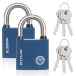 2pcs 38 MM Padlocks with Keys Heavy Duty Blue Locker Iron Padlock with 3 Keys Waterproof and Rust-Proof Outdoor Safety Lock for Doors Cabinets Shed Warehouse Garage Office Fence Garden