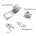 Keyed Hasp Lock 90 Degrees Right Angle Lock Hasp Twist Knob Keyed Locking Hasp Shed Locks Safety Door Clasp Door Bolt Heavy Duty Latch Buckle Small Hasp with Padlock Key and Screw for Cupboard(3 Inch)
