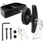 Gnellkoor 5½" Stem Shed Door Latch T-Handle Lock Kit with 4 Keys,Storage Barn Shed Door Hardware Lock Set