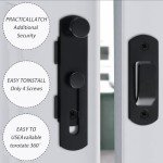 180 Degree Flip Barn Door Lock, Safety Door Bolt Latch Lock, Strong Anti Rust Garden Gate Lock, Security Lock Latch with Screws for Internal Door Shed Bathroom Toilet Shed (Black-1PC)