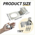 Keyed Hasp Lock 90 Degrees Right Angle Lock Hasp Twist Knob Keyed Locking Hasp Shed Locks Safety Door Clasp Door Bolt Heavy Duty Latch Buckle Small Hasp with Padlock Key and Screw for Cupboard(3 Inch)