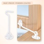 ECO-FUSED 5-inch Heavy Duty Hook and Eye Latch - 1x Barn Door Lock (White), 4X Mounting Screws - Powder Coated Stainless Steel Hooks for Door, Windows, Sheds, Fences, Gates, Closets, Cabinets