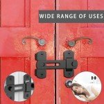 180 Degree Flip Barn Door Lock, Safety Door Bolt Latch Lock, Strong Anti Rust Garden Gate Lock, Security Lock Latch with Screws for Internal Door Shed Bathroom Toilet Shed (Black-1PC)