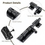 Door Window Bolt Latch Heavy Duty Sliding Gate Latch Bolt 304 Stainless Steel Slide Door Lock Buckle for Internal Door Shed Bathroom Toilet Shed(160mm Black)