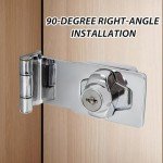 Keyed Hasp Lock 90 Degrees Right Angle Lock Hasp Twist Knob Keyed Locking Hasp Shed Locks Safety Door Clasp Door Bolt Heavy Duty Latch Buckle Small Hasp with Padlock Key and Screw for Cupboard(3 Inch)
