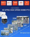 VIKYLIN Outdoor 8MP PTZ POE+Starlight IP Camera 25x Optical Zoom,4K@30fps Auto Tracking,5mm-125 mm Lens High Speed Dome(240°/s), AI Face/Human/Vehicle Detection, Perimeter Protection, 328ft IR Outdoor