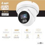 Marquis Compatible for Hikvision 4MP PoE IP Turret Dome Camera with Microphone/Audio, IP Security Camera Outdoor Rated, 98ft IR Night Vision, Waterproof IP66, 108° Wide Angle 2.8mm Lens