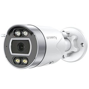 SMARTG Outdoor Bullet Camera,1080P HD, 100ft Night Vision, 2-Way Talk,2.4G Wi-Fi, 120° Viewing Angle, Micro SD Card, Cloud Storage, Siren Alarm, Compatible with Alexa, Works with Google Assistant