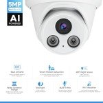 HITOSINO 5MP Wired PoE IP Camera Outdoor, Human/Vehicle Detection, 0.004Lux Low Illumination,164ft EXIR Distance, 1/2.8'' CMOS, 2.8mm Lens for 110° Wide Angle, Built-in Mic, IP67 Waterproof