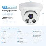 HITOSINO 5MP Wired PoE IP Camera Outdoor, Human/Vehicle Detection, 0.004Lux Low Illumination,164ft EXIR Distance, 1/2.8'' CMOS, 2.8mm Lens for 110° Wide Angle, Built-in Mic, IP67 Waterproof