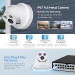 HITOSINO 5MP Wired PoE IP Camera Outdoor, Human/Vehicle Detection, 0.004Lux Low Illumination,164ft EXIR Distance, 1/2.8'' CMOS, 2.8mm Lens for 110° Wide Angle, Built-in Mic, IP67 Waterproof