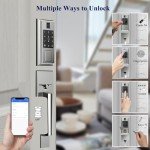 YYTDZSW Smart Front Door Lock Set, Keyless Entry Door Lock Deadbolt with Front Door Handle Set, Touchscreen Keypad Fingerprint Smart Door Lock, Bluetooth App Control, Satin Nickel
