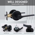 Front Door Handle and deadbolt Set,Entry Door Lever with Single Cylinder Deadbolt Lock Set, Heavy Duty Door Handle with Dead Bolt Locks for Exterior Doors(Matte Black,1pack)