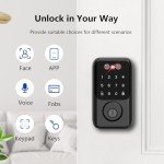 Jacchozhi 3D Face Recognition Smart Lock,Face ID Digital Door Lock,Electronic Bluetooth Keypad Keyless Entry Smart Deadbolt for Front Door, App Control, Temporary Passcode, Auto Lock, IP54 Waterproof