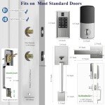 YYTDZSW Smart Front Door Lock Set, Keyless Entry Door Lock Deadbolt with Front Door Handle Set, Touchscreen Keypad Fingerprint Smart Door Lock, Bluetooth App Control, Satin Nickel