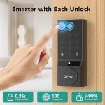 Devo G3 Smart Lock, Fingerprint Keyless Entry Door Lock with Doorbell, Front Door Smart Lock Electronic Deadbolt with App Control, Easy Install No Hub, IP54 Waterproof, Auto-Lock Black