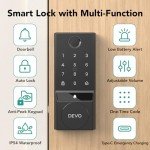 Devo G3 Smart Lock, Fingerprint Keyless Entry Door Lock with Doorbell, Front Door Smart Lock Electronic Deadbolt with App Control, Easy Install No Hub, IP54 Waterproof, Auto-Lock Black