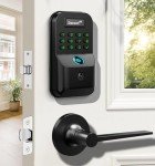 Fingerprint Smart Locks for Front Door with 2 Lever Handle Set, App Control, Keyless Entry, Electronic Digital Keypad Deadbolt, Auto Lock, Waterproof, Easy to Install