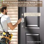 52HZ Fingerprint Door Lock, Keyless Entry Door Lock with Code, Voice Guidance Electronic Keypad Deadbolt Smart Locks for Front Door, Anti-Peeping Password, Auto Lock, Easy to Install, Satin Nickel