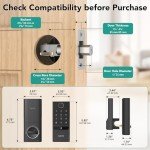 Devo G3 Smart Lock, Fingerprint Keyless Entry Door Lock with Doorbell, Front Door Smart Lock Electronic Deadbolt with App Control, Easy Install No Hub, IP54 Waterproof, Auto-Lock Black