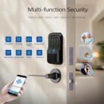 Fingerprint Smart Locks for Front Door with 2 Lever Handle Set, App Control, Keyless Entry, Electronic Digital Keypad Deadbolt, Auto Lock, Waterproof, Easy to Install