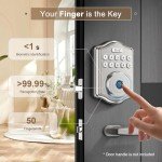 52HZ Fingerprint Door Lock, Keyless Entry Door Lock with Code, Voice Guidance Electronic Keypad Deadbolt Smart Locks for Front Door, Anti-Peeping Password, Auto Lock, Easy to Install, Satin Nickel