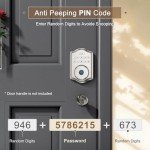 52HZ Fingerprint Door Lock, Keyless Entry Door Lock with Code, Voice Guidance Electronic Keypad Deadbolt Smart Locks for Front Door, Anti-Peeping Password, Auto Lock, Easy to Install, Satin Nickel