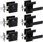 Haidms 3 Packs Black Exterior Door Lock Set with Deadbolt, Matte Black Front Door Handle and Deadbolt Set, Keyed Alike Entry Door Locksets with Deadbolt, Heavy Duty Zinc-alloyed Front Door Lock Set