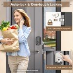 52HZ Fingerprint Door Lock, Keyless Entry Door Lock with Code, Voice Guidance Electronic Keypad Deadbolt Smart Locks for Front Door, Anti-Peeping Password, Auto Lock, Easy to Install, Satin Nickel