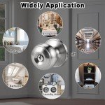 6pcs Door Knob with Lock & 3 Keys, 60/70mm Adjustable Latch Exterior Door Deadbolt Lock Set, Silver Door Knobs Interior Locks for Bedrooms Bathroom, Entry Door Locksets with Deadbolt