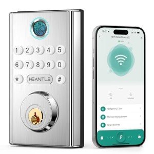 WiFi Deadbolt Smart Lock Fingerprint - HEANTLE Keyless Entry Keypad Door Locks Electronic Front Door Locks Bluetooth Auto Lock Deadbolt Alexa APP Remote Control via WiFi