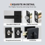 Haidms 3 Packs Black Exterior Door Lock Set with Deadbolt, Matte Black Front Door Handle and Deadbolt Set, Keyed Alike Entry Door Locksets with Deadbolt, Heavy Duty Zinc-alloyed Front Door Lock Set