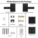 Haidms 3 Packs Black Exterior Door Lock Set with Deadbolt, Matte Black Front Door Handle and Deadbolt Set, Keyed Alike Entry Door Locksets with Deadbolt, Heavy Duty Zinc-alloyed Front Door Lock Set