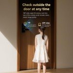Smart Door Lock with Peep Hole Ring Doorbell Camera, Fingerprint, Password, Key, IC Card/NFC, APP, WiFi Unlocking, Aluminum Alloy, Deadbolts, Suitable for Home, Hotel, Flat Doors (Black)