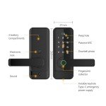 Smart Door Lock with Peep Hole Ring Doorbell Camera, Fingerprint, Password, Key, IC Card/NFC, APP, WiFi Unlocking, Aluminum Alloy, Deadbolts, Suitable for Home, Hotel, Flat Doors (Black)