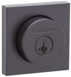 Kwikset 158SQT-S.STRKP Halifax Square Rose Single Cylinder Deadbolt SmartKey with 6AL Latch and Square Corner, Round Corner and 5303 Round Corner Full Lip Strikes KA3 - Matte Black