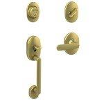 Schlage F60RMN608DAVRMN Remsen Front Entry Handleset withDavlin Door Lever Deadbolt Keyed 1 Side, Satin Brass