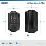 Schlage BE499WB CAM 622 Encode Plus WiFi Deadbolt Smart Lock, Keyless Entry Touchscreen Door Lock with Camelot Trim, Matte Black