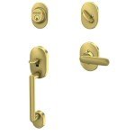 Schlage F60RMN608DAVRMN Remsen Front Entry Handleset withDavlin Door Lever Deadbolt Keyed 1 Side, Satin Brass