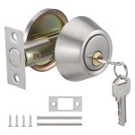 Coolty Deadbolt Lock with Key Security Door Lock Entrance Door Lock Set, Single Cylinder Deadbolt Lock Set (Silver)