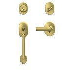 Schlage F60RMN608DAVRMN Remsen Front Entry Handleset withDavlin Door Lever Deadbolt Keyed 1 Side, Satin Brass