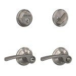 Schlage FB50 N V MER 619 Single Cylinder Deadbolt and Keyed Entry Merano Lever, Satin Nickel