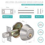 Coolty Deadbolt Lock with Key Security Door Lock Entrance Door Lock Set, Single Cylinder Deadbolt Lock Set (Silver)