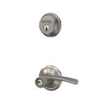 Schlage FB50 N V MER 619 Single Cylinder Deadbolt and Keyed Entry Merano Lever, Satin Nickel