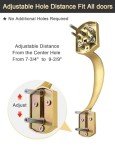 Tinewa Brushed Gold Camelot Trim Lower Half Handleset, Upgated Entry Door Handle with Accent Wave Door Lever, Gold Front Door Handleset, Interior Left Handed Lever