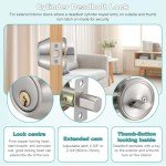 Coolty Deadbolt Lock with Key Security Door Lock Entrance Door Lock Set, Single Cylinder Deadbolt Lock Set (Silver)