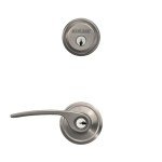 Schlage FB50 N V MER 619 Single Cylinder Deadbolt and Keyed Entry Merano Lever, Satin Nickel