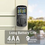 Keyless Entry Door Lock with Handle Set and Battery Pack, Keyless Entry Door Lock Deadbolt with Handle Set, Smart Door Lock for Front Door Auto Lock Work with Alexa, Black